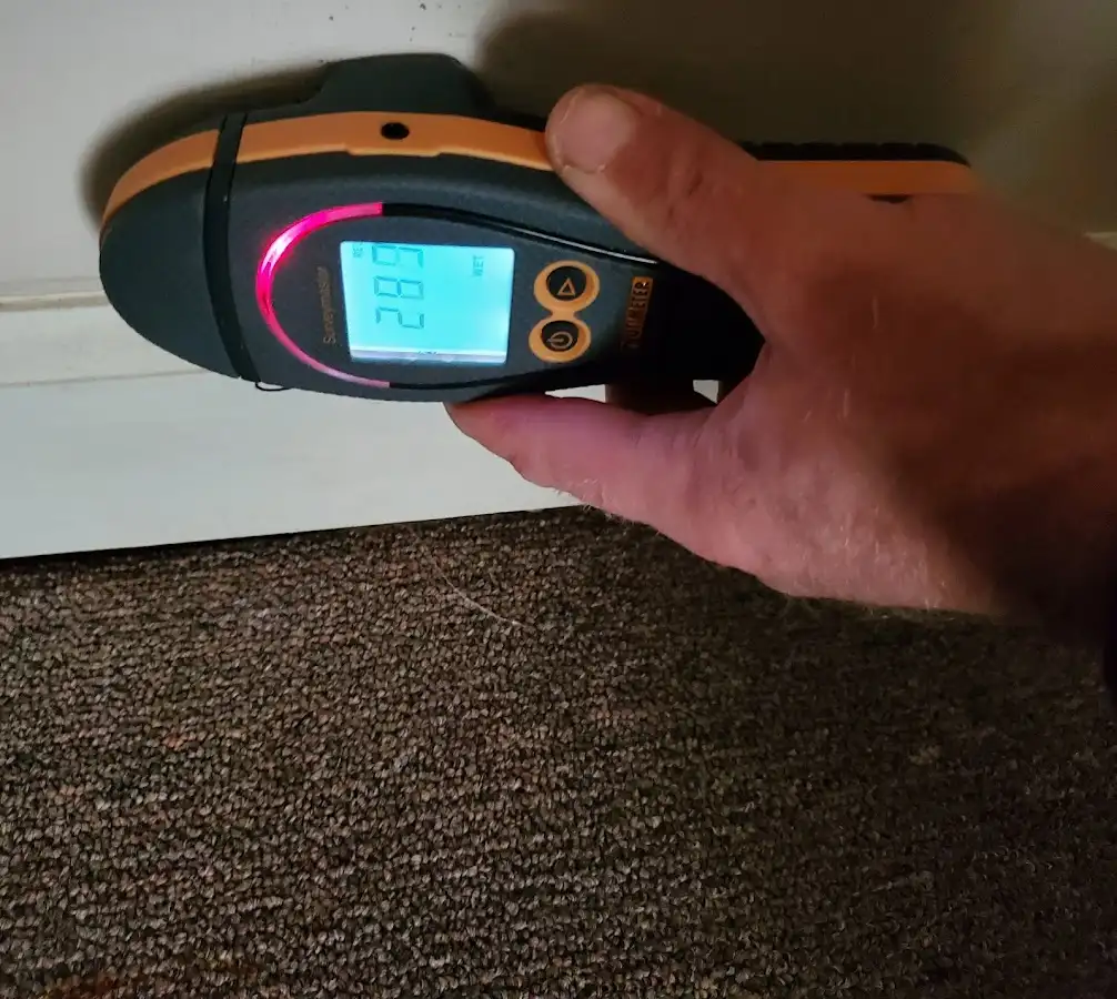 Moisture detection at baseboard during Storm Damage Restoration in Mill Valley